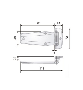 Bisagra cromo horizontal 81mm hu-130