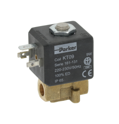 Válvula magnética 2vías 230 VAC empalme 1/8" L 32mm DN 2,2mm T máx 80°C -10 a 140°C PARKER