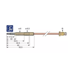 termopar SIT M9x1 L 750mm conexión para conector ø6,0(6,5)mm
