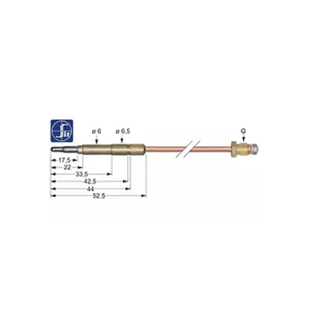 termopar SIT M9x1 L 400mm conexión para conector ø6,0(6,5)mm