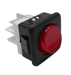 Pulsador Rojo 230V 16A 25x25mm Tecla Redonda
