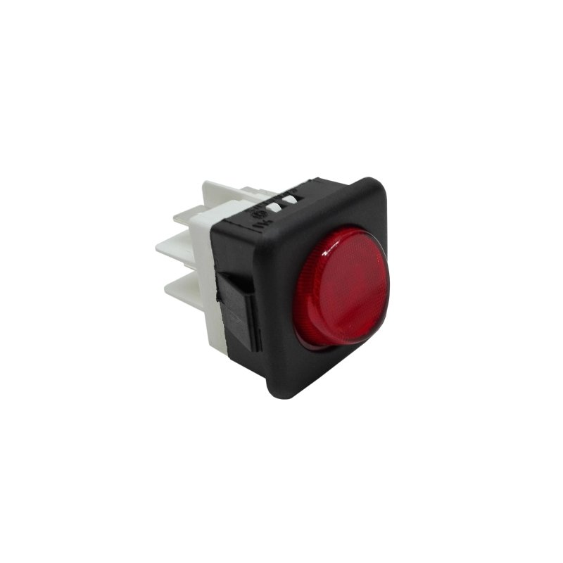 Pulsador Rojo 230V 16A 25x25mm Tecla Redonda
