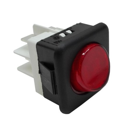 Pulsador Rojo 230V 16A 25x25mm Tecla Redonda