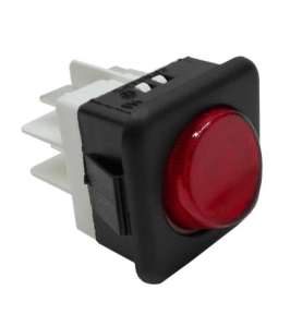 Pulsador Rojo 230V 16A 25x25mm Tecla Redonda