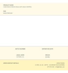 Codo rosca macho 25mm (3/4") aqua control