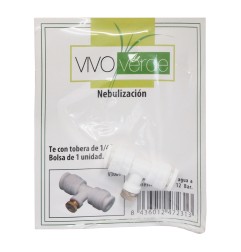 Conexion "t" de nebulización 1/4" con tobera incluida vivo verde