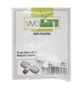 Conexion "t" de nebulización 1/4" con tobera incluida vivo verde