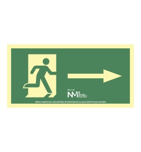 Cartel de evacuación flecha derecha (pvc 1mm) clase a 32x16cm normaluz