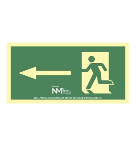 Cartel de evacuación flecha izquierda (pvc 1mm) clase a 32x16cm normaluz