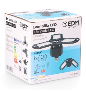 Bombilla "leaf" led e27 60w 6400lm 6500k luz fria ø26,5x12cm edm