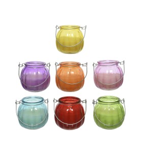 Vela citronela con recipiente de cristal ø8x8cm colores surtidos