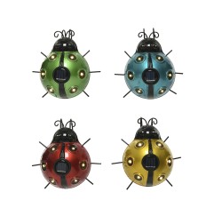 Figura luz solar metalica con forma de mariquita 14,5x13x5cm modelos surtidos