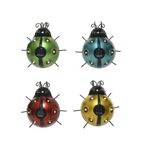 Figura luz solar metalica con forma de mariquita 14,5x13x5cm modelos surtidos