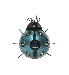 Figura luz solar metalica con forma de mariquita 14,5x13x5cm modelos surtidos