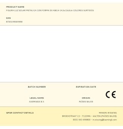 Figura luz solar metalica con forma de abeja 14,5x13x5cm colores surtidos