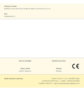 Bombilla vela led e14 6,5 w 806 lm 4000 k luz dia ø3,5 x 9,7 cm