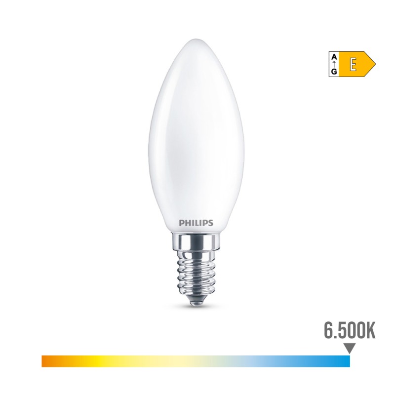 Bombilla vela led e14 6,5 w 806 lm 6500 k luz fria ø3,5 x 9,7 cm