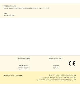 Bombilla vela led e14 6,5 w 806 lm 6500 k luz fria ø3,5 x 9,7 cm