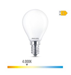 Bombilla esferica led e14 6,5 w 806 lm 4000 k luz dia ø4,5 x 8 cm