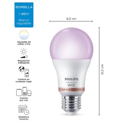 Bombilla inteligente standard e27 8,5 w 806 lm 2200-6500 k full colors
