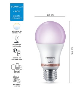 Bombilla inteligente standard e27 8,5 w 806 lm 2200-6500 k full colors