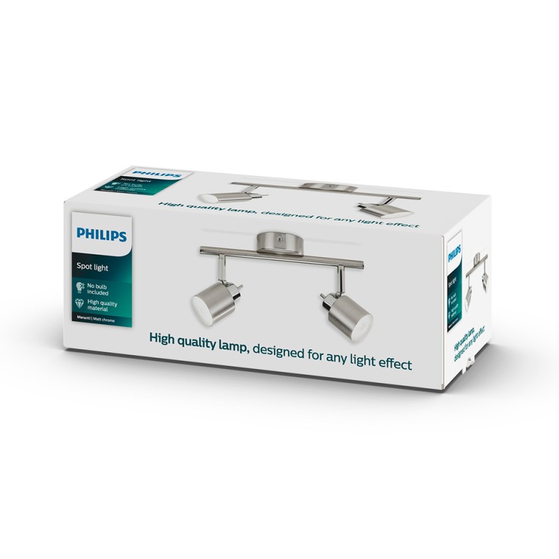 Foco 2 elementos meranti gu10 (bombilla no incluida) color cromo mate 15,5 x 10 x 28 cm