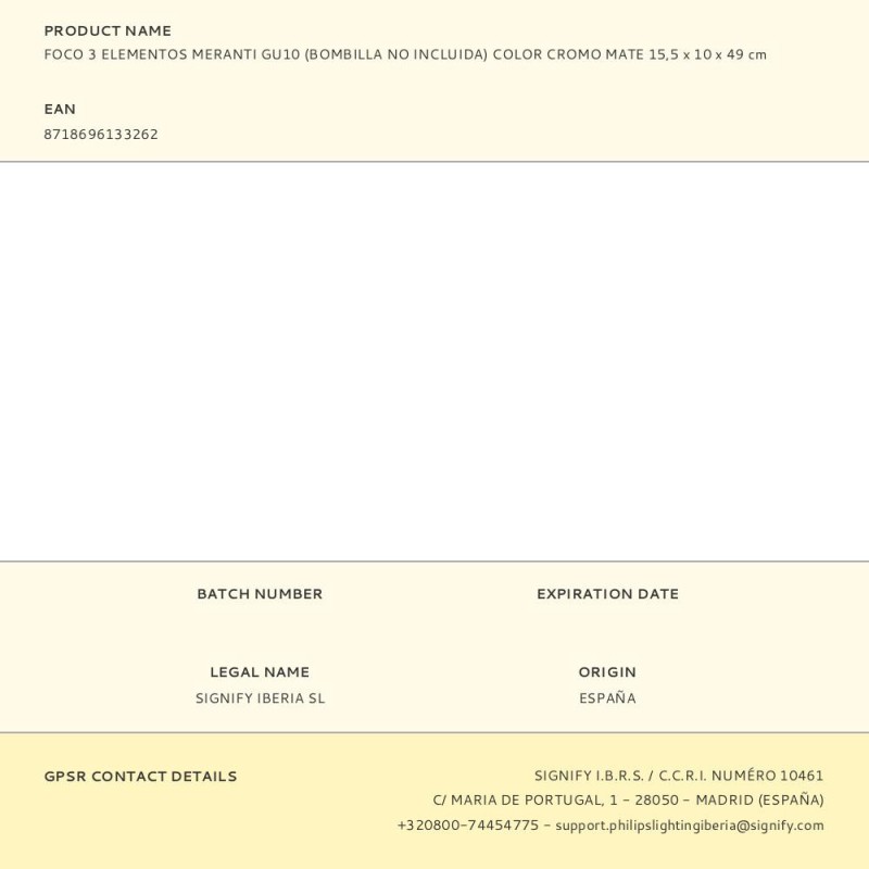 Foco 3 elementos meranti gu10 (bombilla no incluida) color cromo mate 15,5 x 10 x 49 cm