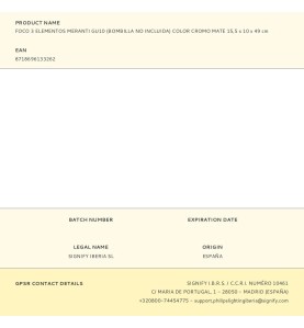 Foco 3 elementos meranti gu10 (bombilla no incluida) color cromo mate 15,5 x 10 x 49 cm