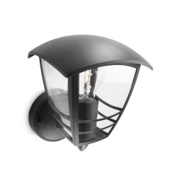 Aplique exterior creek e27 60 w sin bombilla, color negro, luz hacia arriba