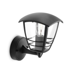 Aplique exterior creek e27 60 w sin bombilla, color negro, luz hacia arriba