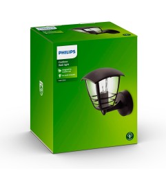 Aplique exterior creek e27 60 w sin bombilla, color negro, luz hacia arriba