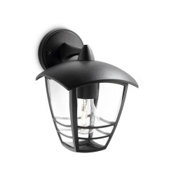 Aplique exterior creek e27 60 w sin bombilla, color negro, luz hacia abajo