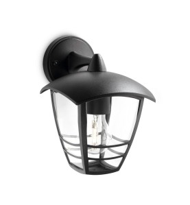 Aplique exterior creek e27 60 w sin bombilla, color negro, luz hacia abajo