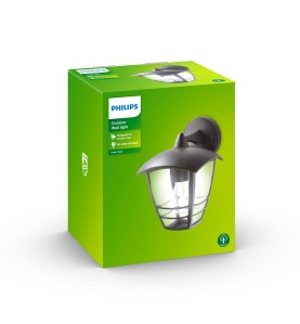 Aplique exterior creek e27 60 w sin bombilla, color negro, luz hacia abajo