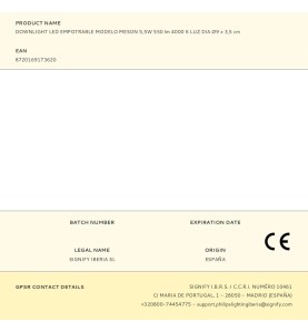 Downlight led empotrable modelo meson 5,5w 550 lm 4000 k luz dia ø9 x 3,5 cm