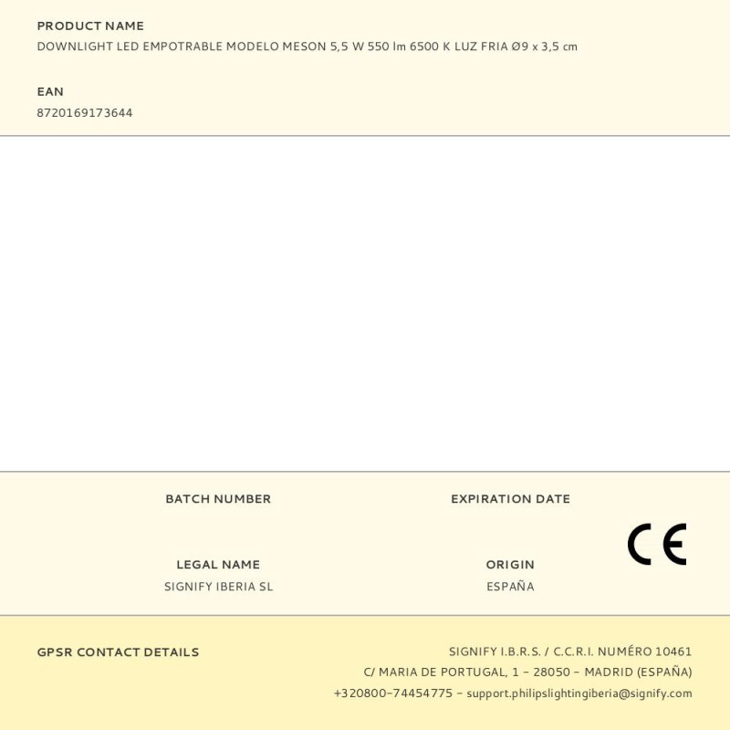 Downlight led empotrable modelo meson 5,5 w 550 lm 6500 k luz fria ø9 x 3,5 cm