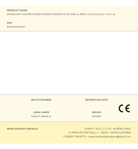 Downlight led empotrable modelo meson 23,5w 2550 lm 4000 k luz dia ø21,5 x 10,5 cm