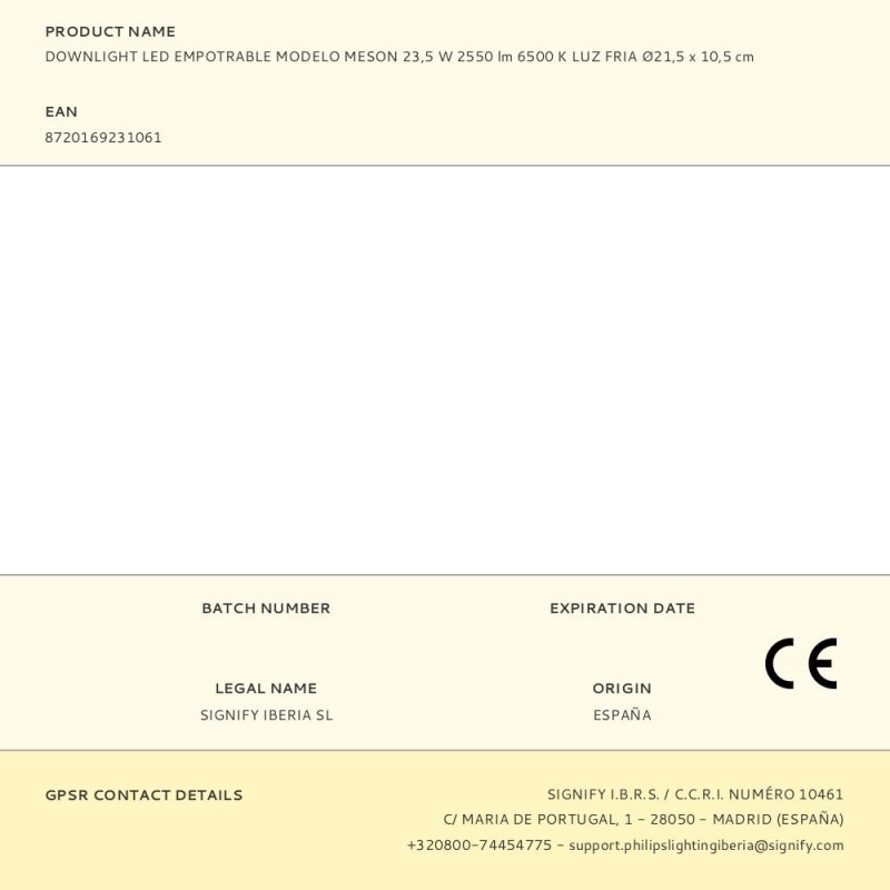 Downlight led empotrable modelo meson 23,5 w 2550 lm 6500 k luz fria ø21,5 x 10,5 cm
