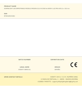 Downlight led empotrable modelo meson 23,5 w 2550 lm 6500 k luz fria ø21,5 x 10,5 cm