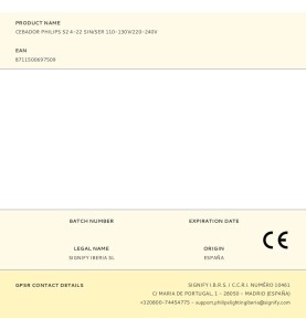 Cebador philips s2 4-22 sin/ser 110-130v/220-240v