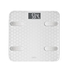 Bascula de baño smart bluetooth con cálculo de la composición corporal, color blanco, máximo 180 kg
