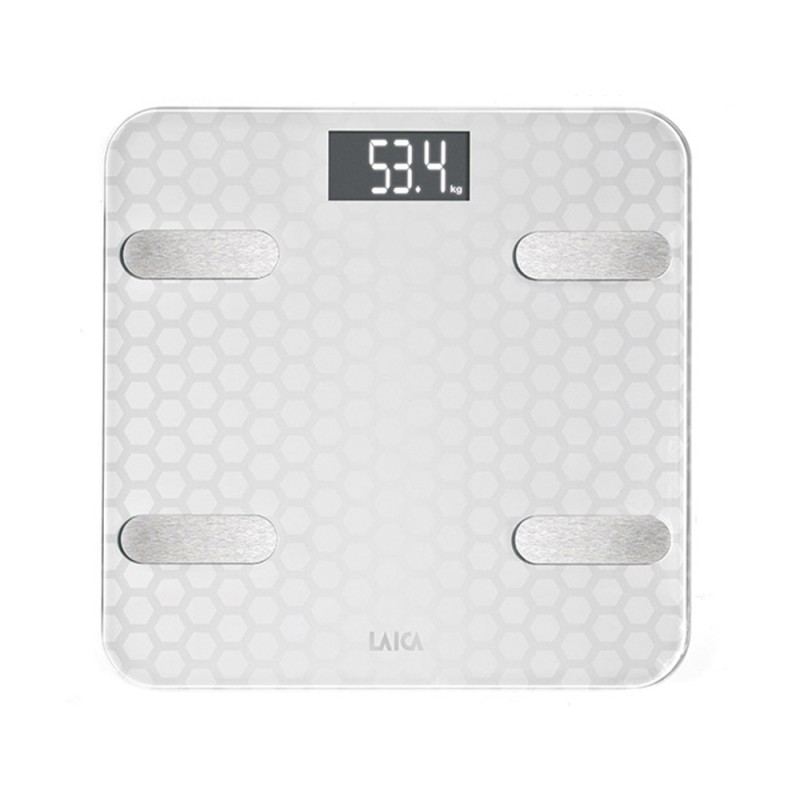 Bascula de baño smart bluetooth con cálculo de la composición corporal, color blanco, máximo 180 kg