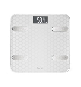 Bascula de baño smart bluetooth con cálculo de la composición corporal, color blanco, máximo 180 kg