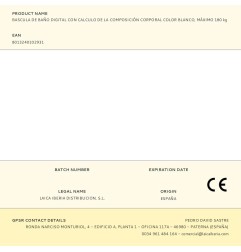 Bascula de baño digital con calculo de la composición corporal color blanco, máximo 180 kg