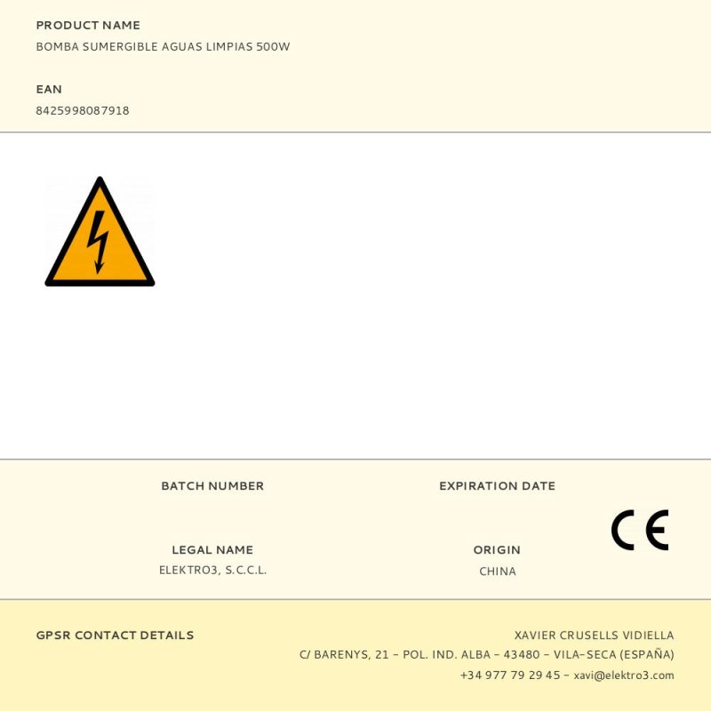 Bomba sumergible aguas limpias 500w