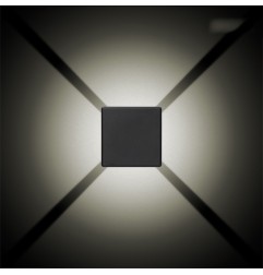 Aplique led cuadrado 4 proyecciones 6 w 516 lm 3000 k luz calida ip54 11.5 x 11.5 x 5 cm