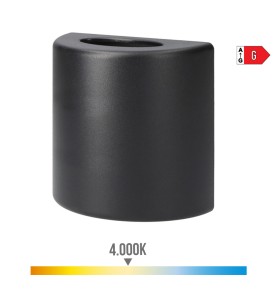 Aplique led ovalado 3 w 60 lm 4000 k luz dia ip54 12 x 12 x 6 cm