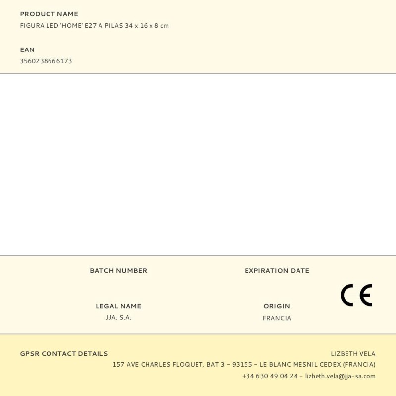 Figura led 'home' e27 a pilas 34 x 16 x 8 cm