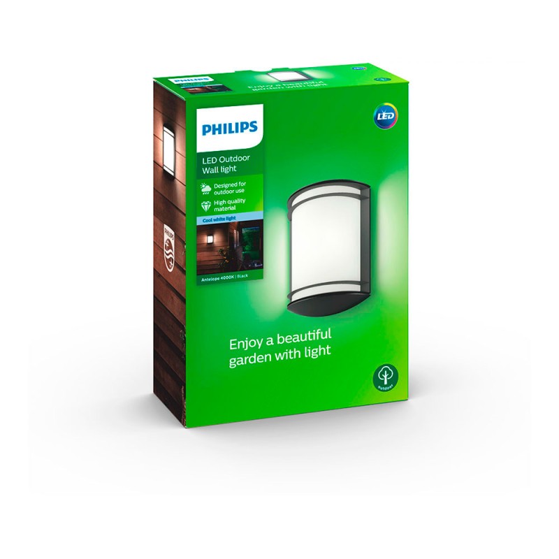 Aplique led modelo antelope 6 w 600 lm 4000 k negro 8,9 x 26,9 x 19,9 cm