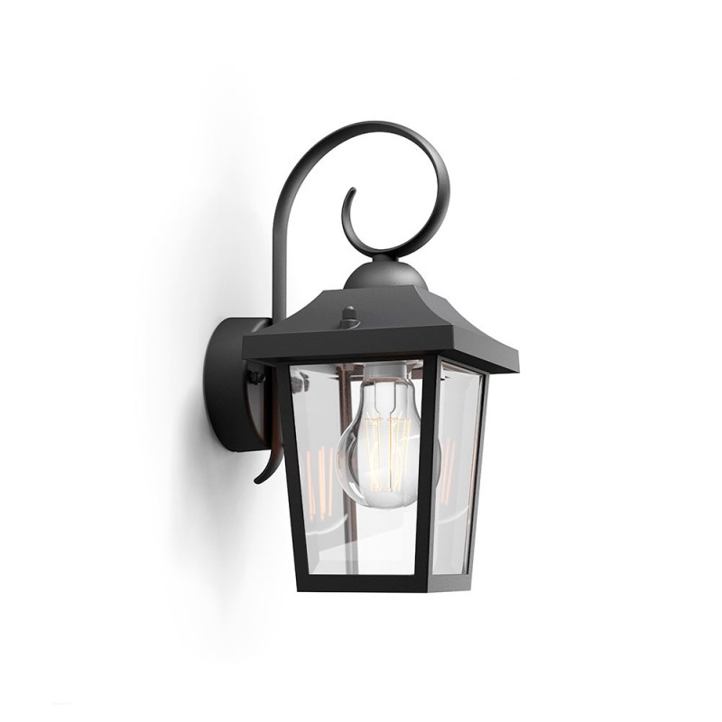 Aplique exterior buzzard e27 60 w sin bombilla, color negro, luz hacia abajo